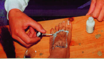 Painting latex on the foot